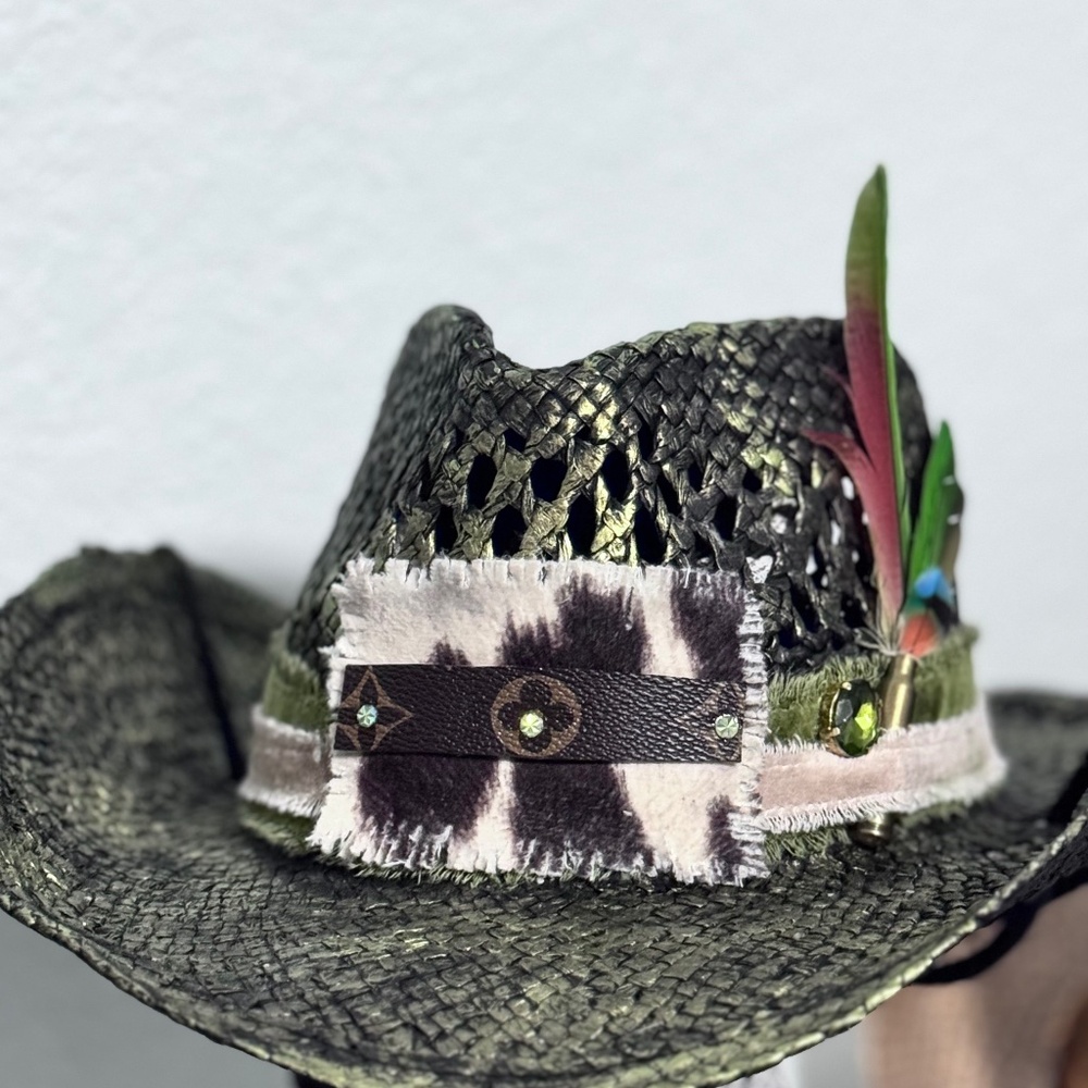 Upcycled LV straw hat